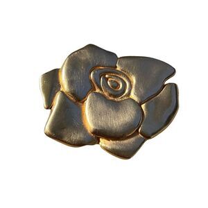 Big & Bold Gold Plated Rose Statement Brooch Pin Jewelry Women’s Vintage Piece